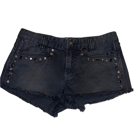 Free People Pants - Woman's FP Dark Gray Mid Rise Stud Jean Short 26